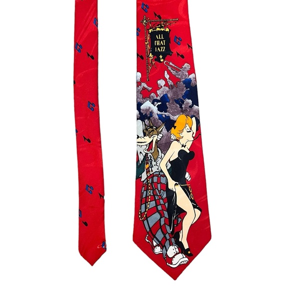 Lakeside Apparel 90s Vintage All That Jazz red novelty mens tie character 4x56.5 - Picture 1 of 9